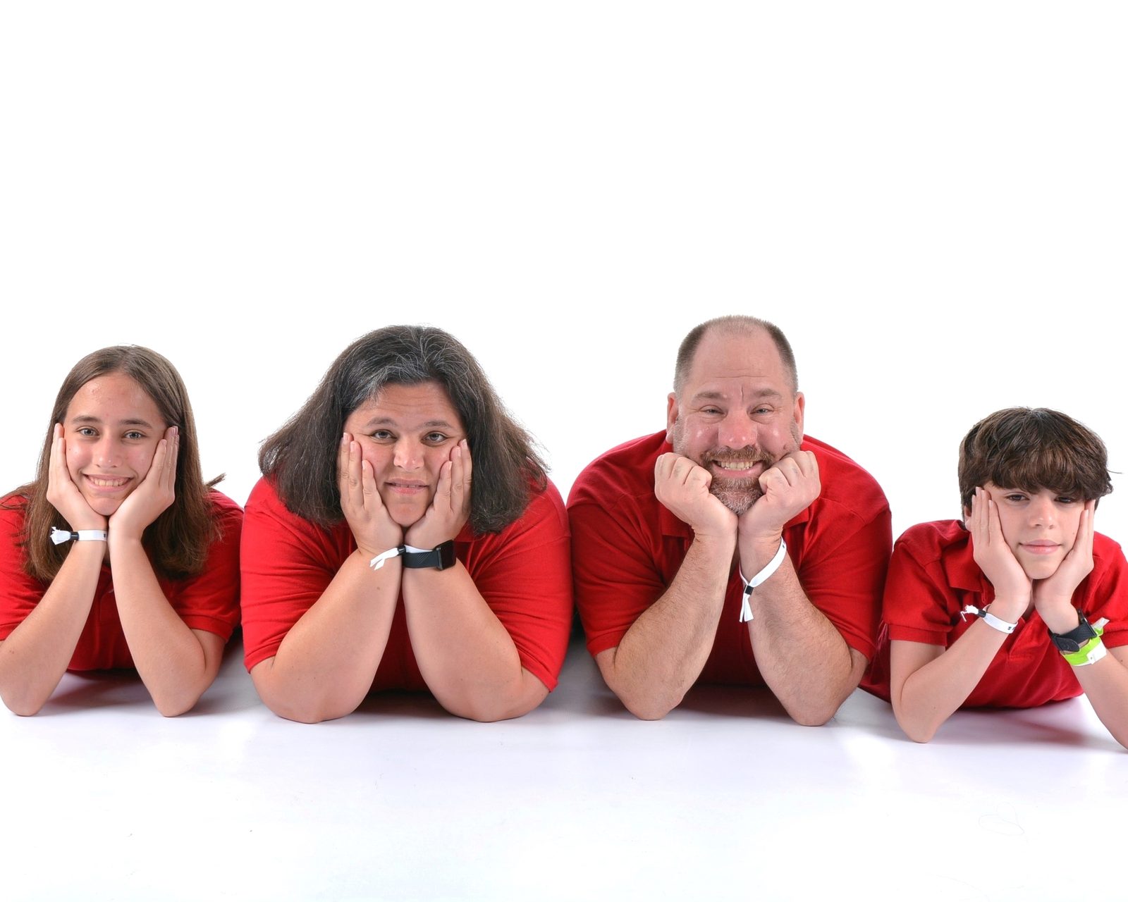 The four of us in matching red shirts