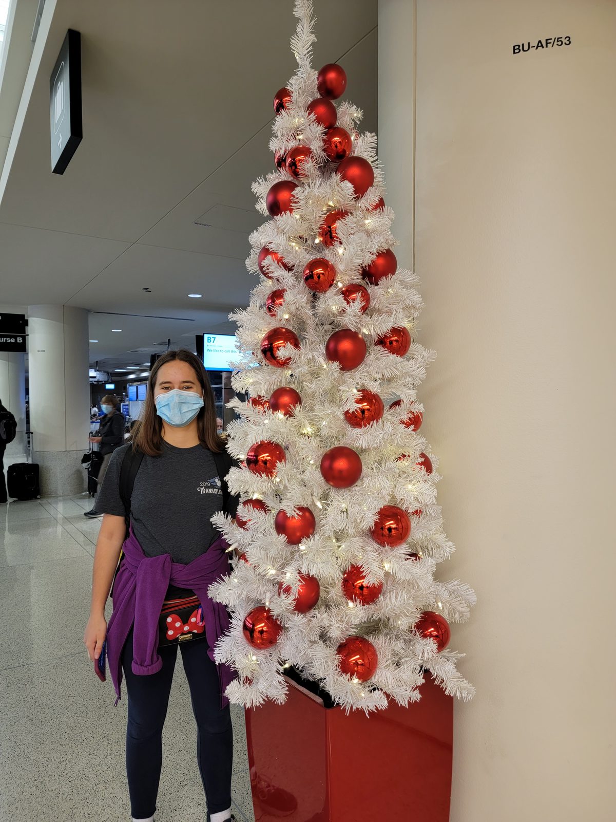 The airport's Christmas tree before our flight out