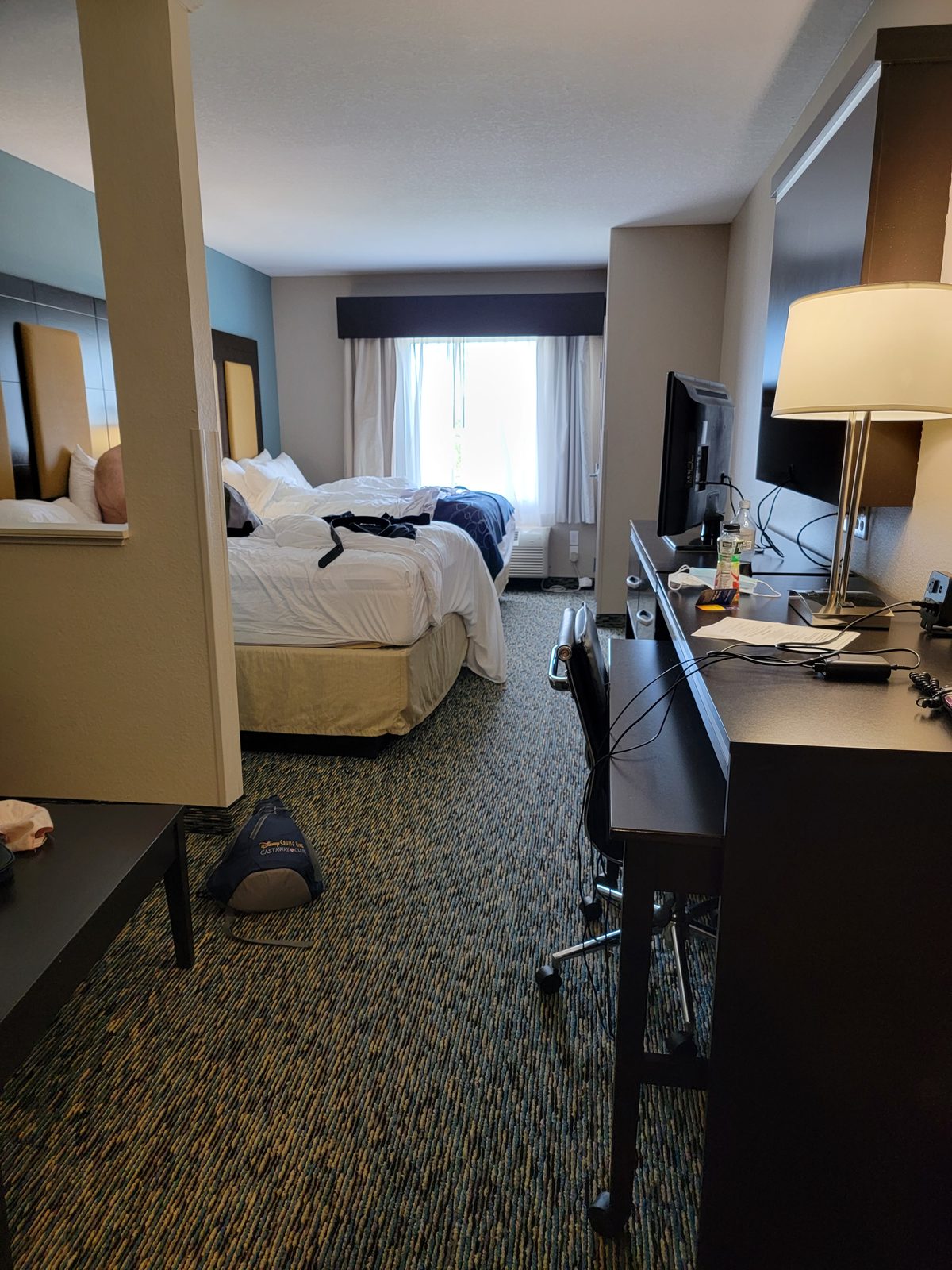 Our hotel room the morning we boarded