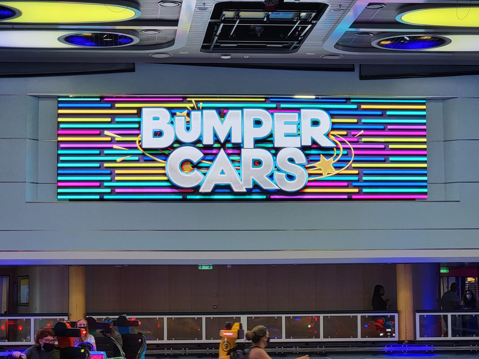 The bumper cars on the sports deck