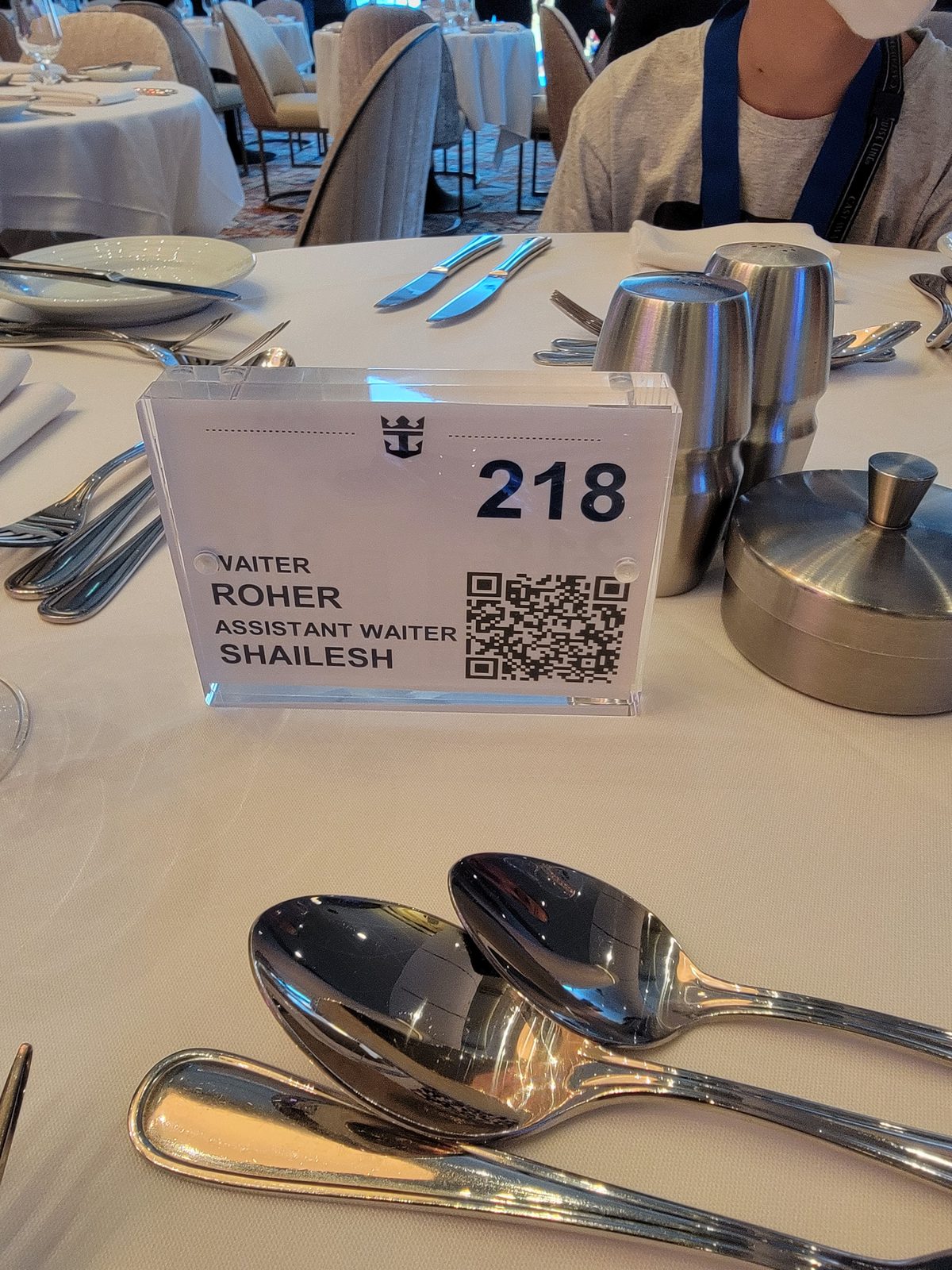 Our table, 218, with waiter Roher