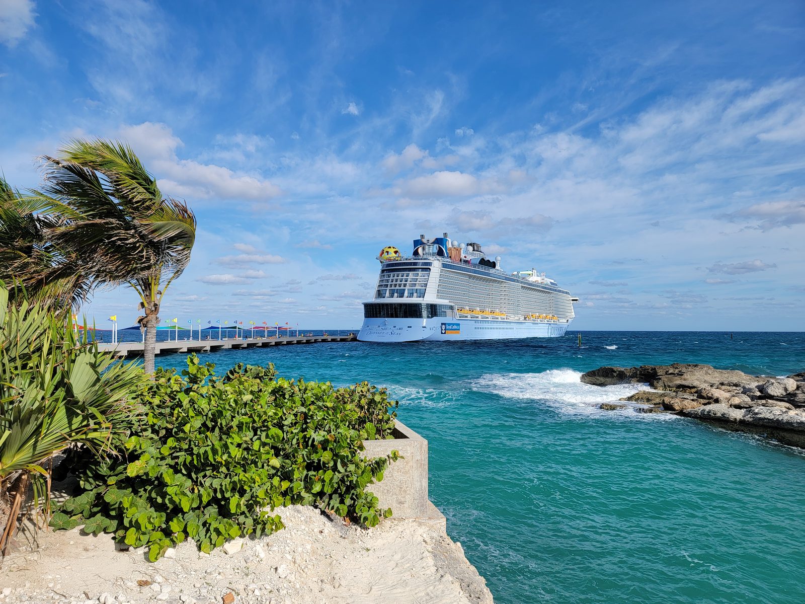 The Odyssey at the pier on CocoCay