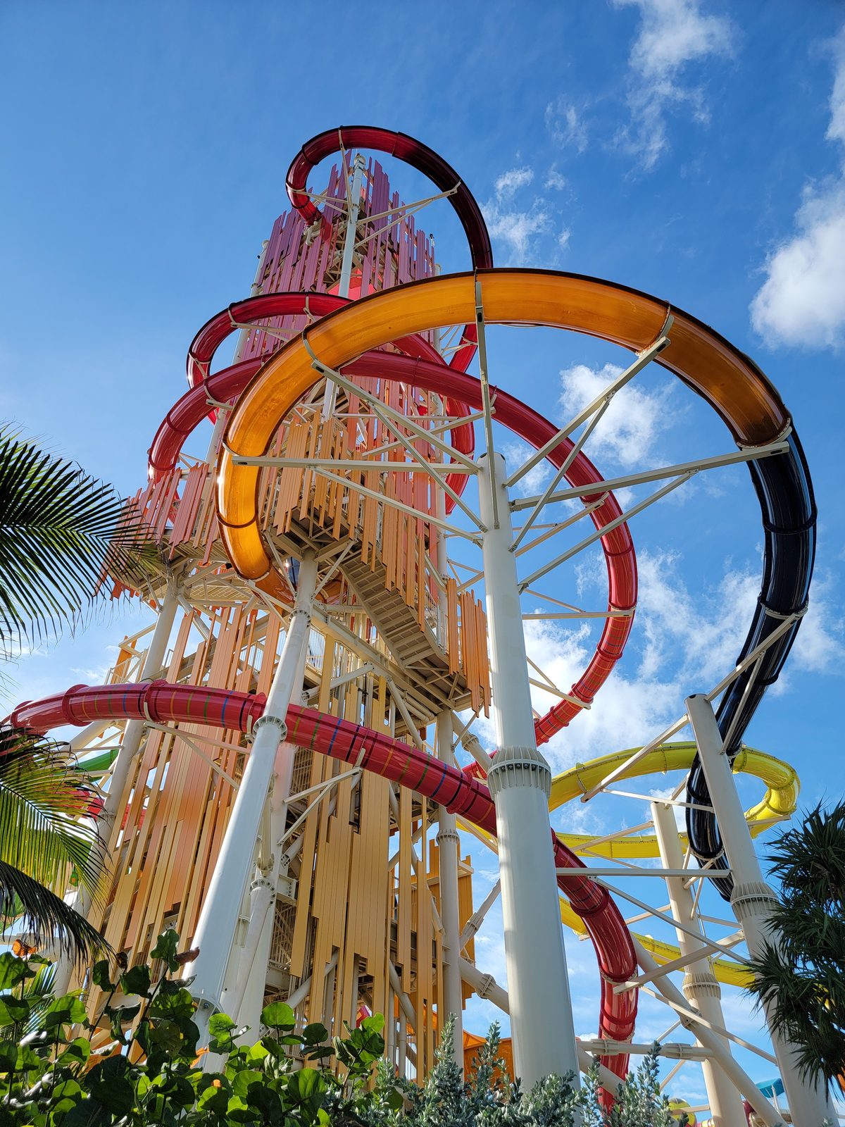 Looking up at Daredevil Tower on CocoCay