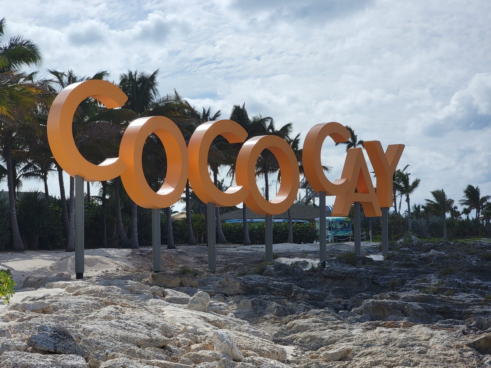 The Coco Cay rock letters