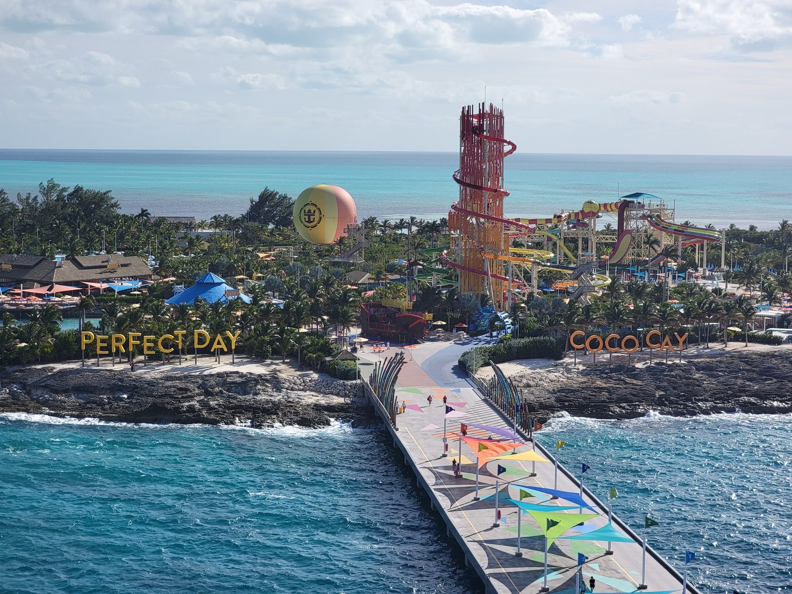 The CocoCay pier from the ship