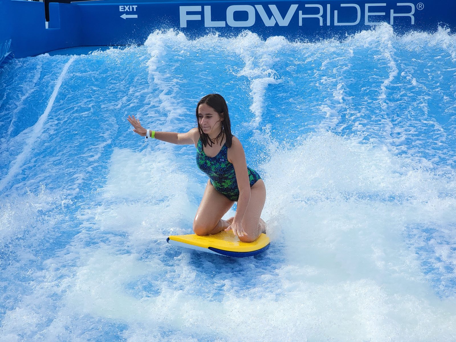 Lisa on the FlowRider on the Odyssey