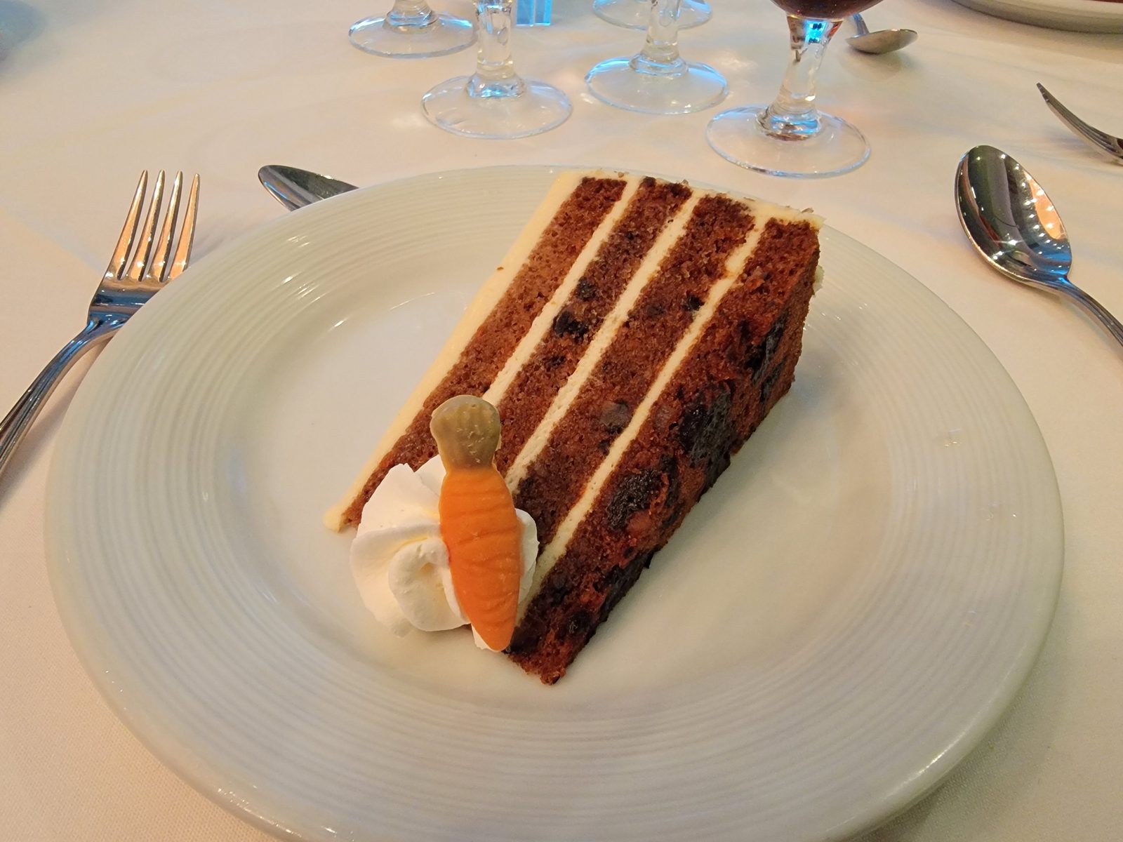 Carrot cake with a marzipan carrot