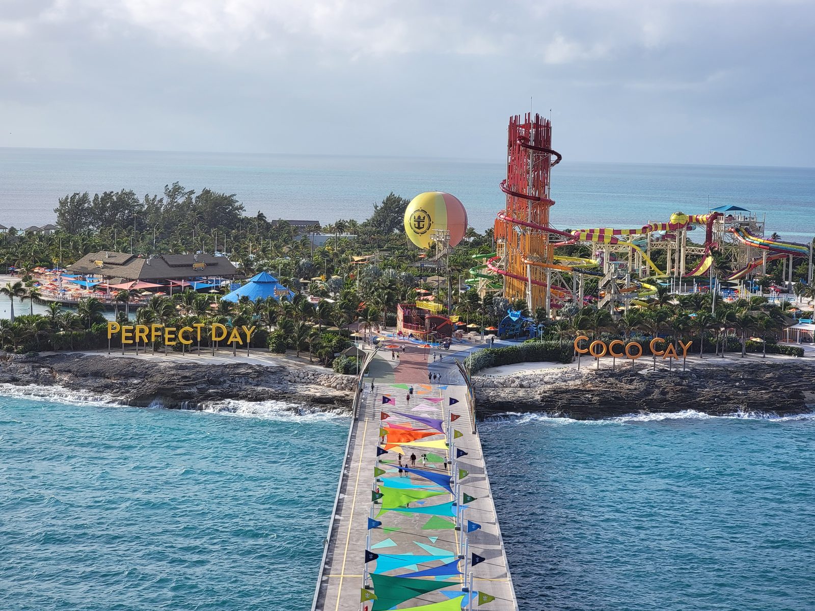 The CocoCay pier and waterpark from the ship, second visit