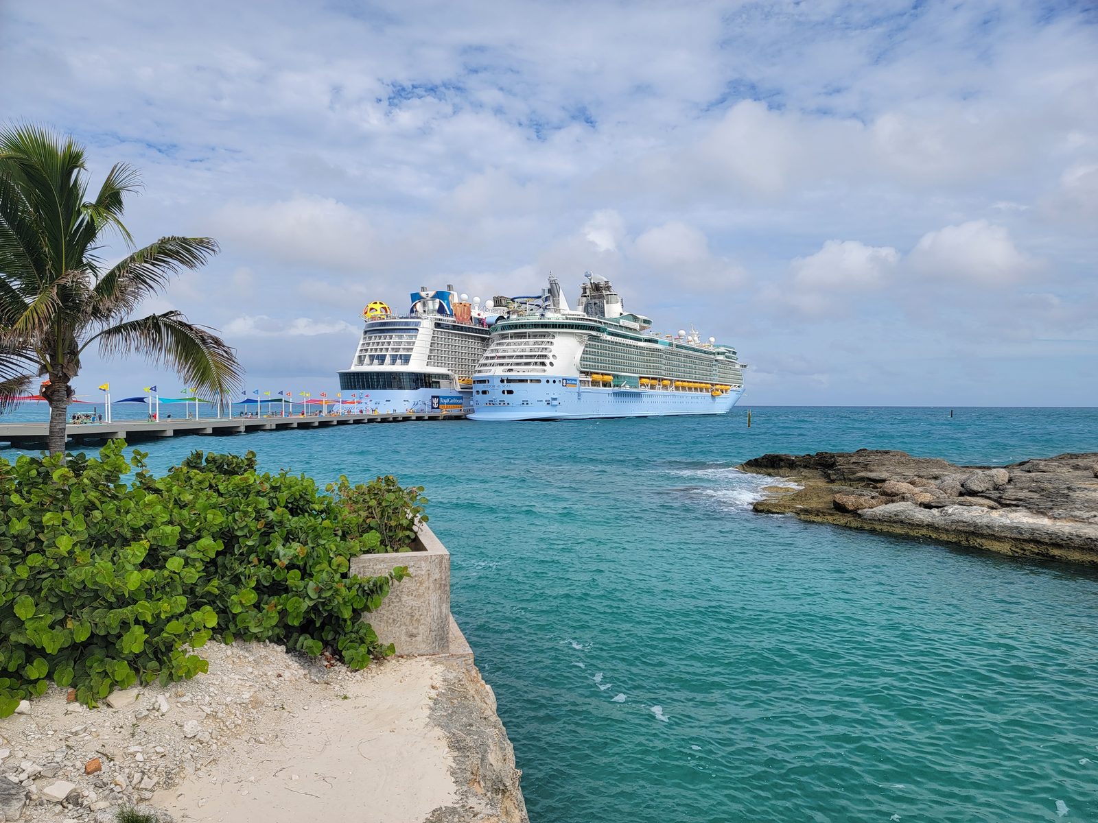 Two ships at the pier on CocoCay