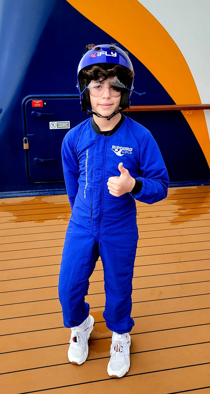 Thumbs up before the indoor skydive