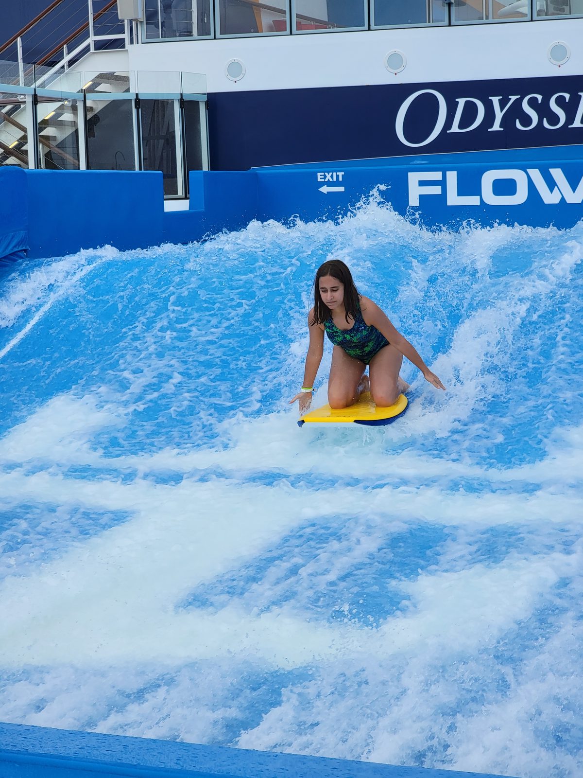 Lisa rides the FlowRider too
