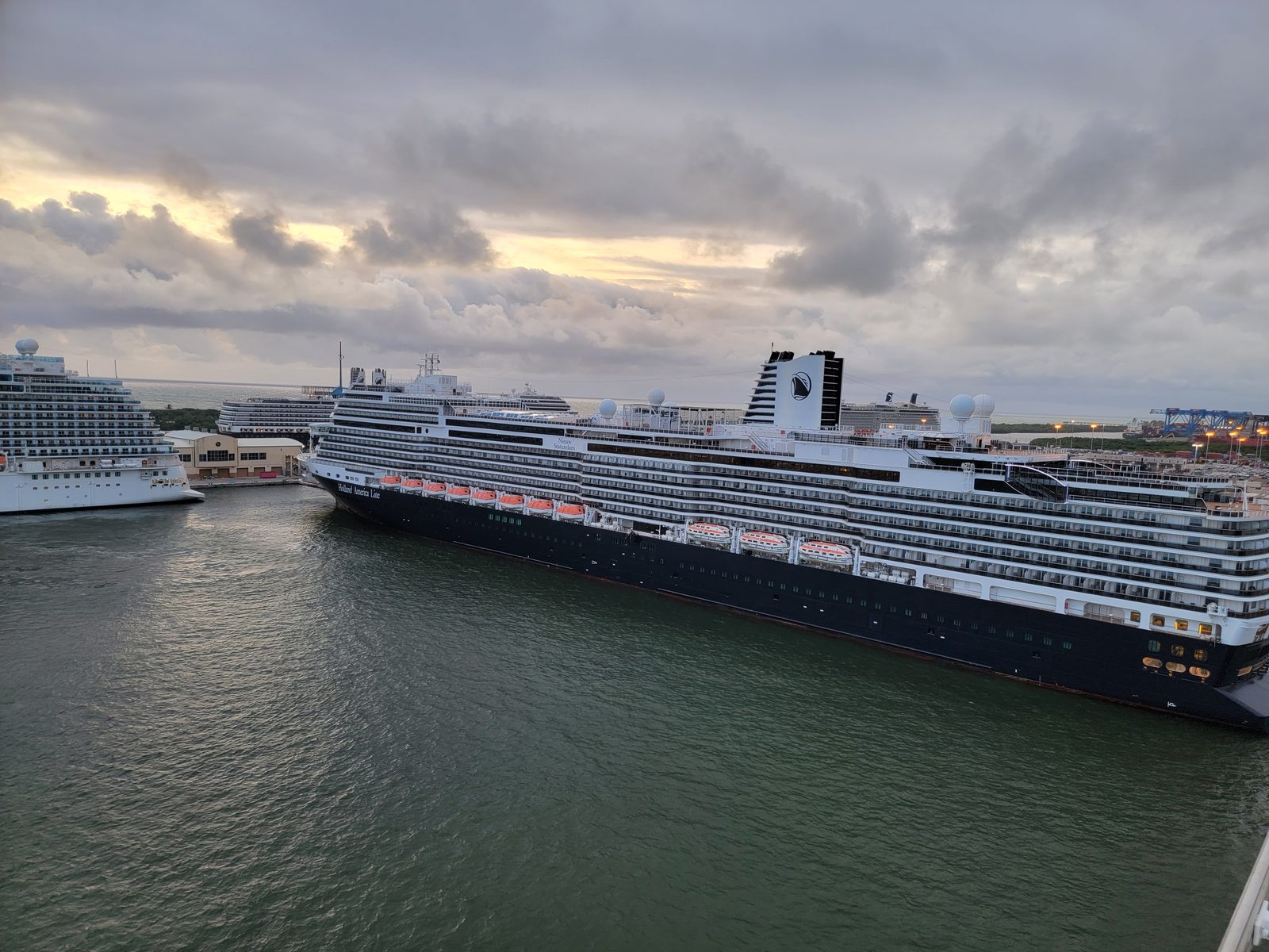 The Odyssey docked in Lauderdale at sunrise