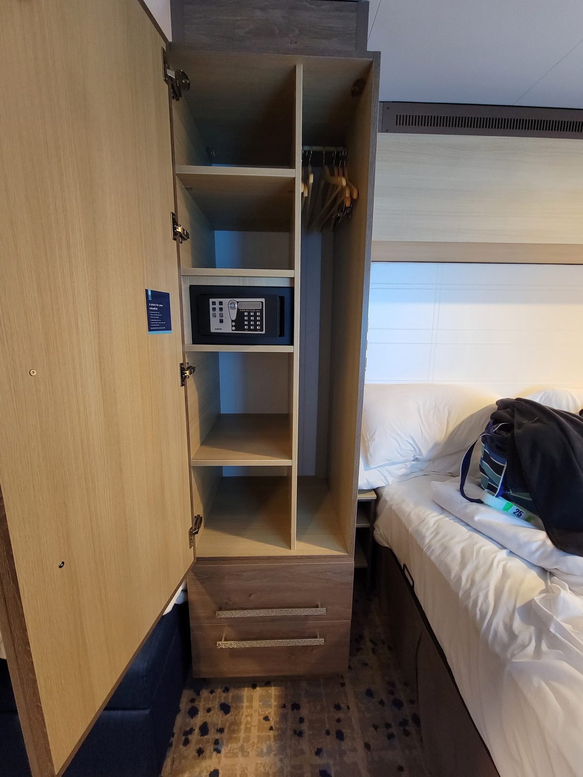 The closet and safe in our stateroom
