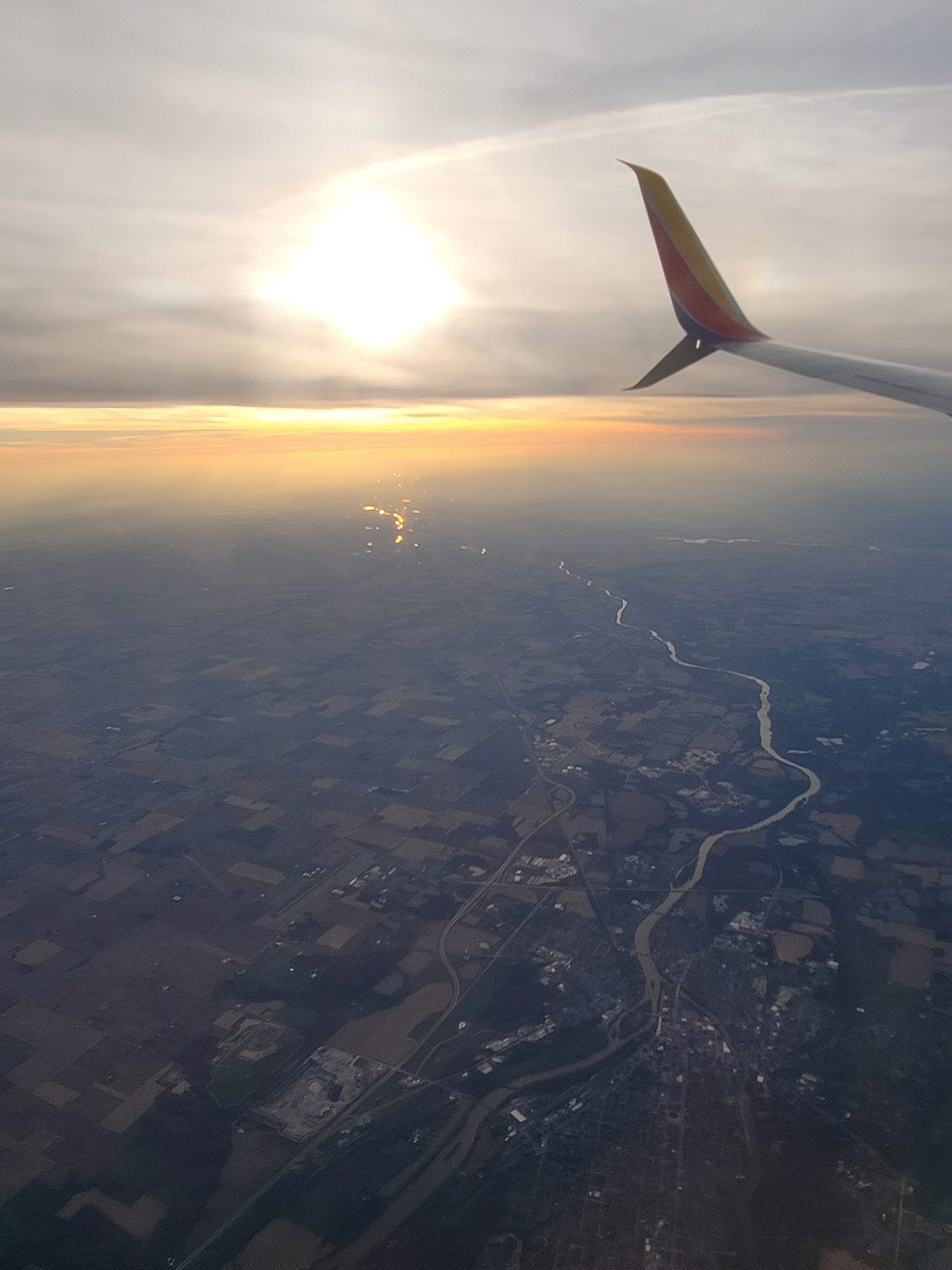 Sunset over the fields on our flight home