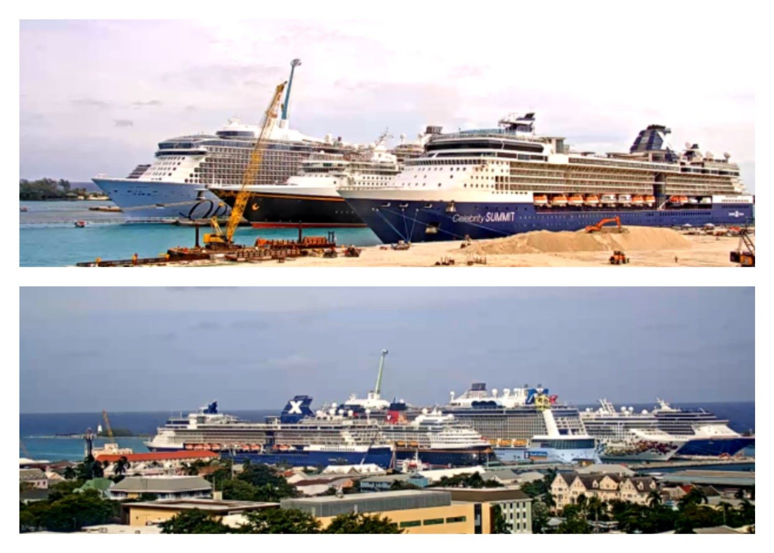 Cruise ships lined up in Nassau