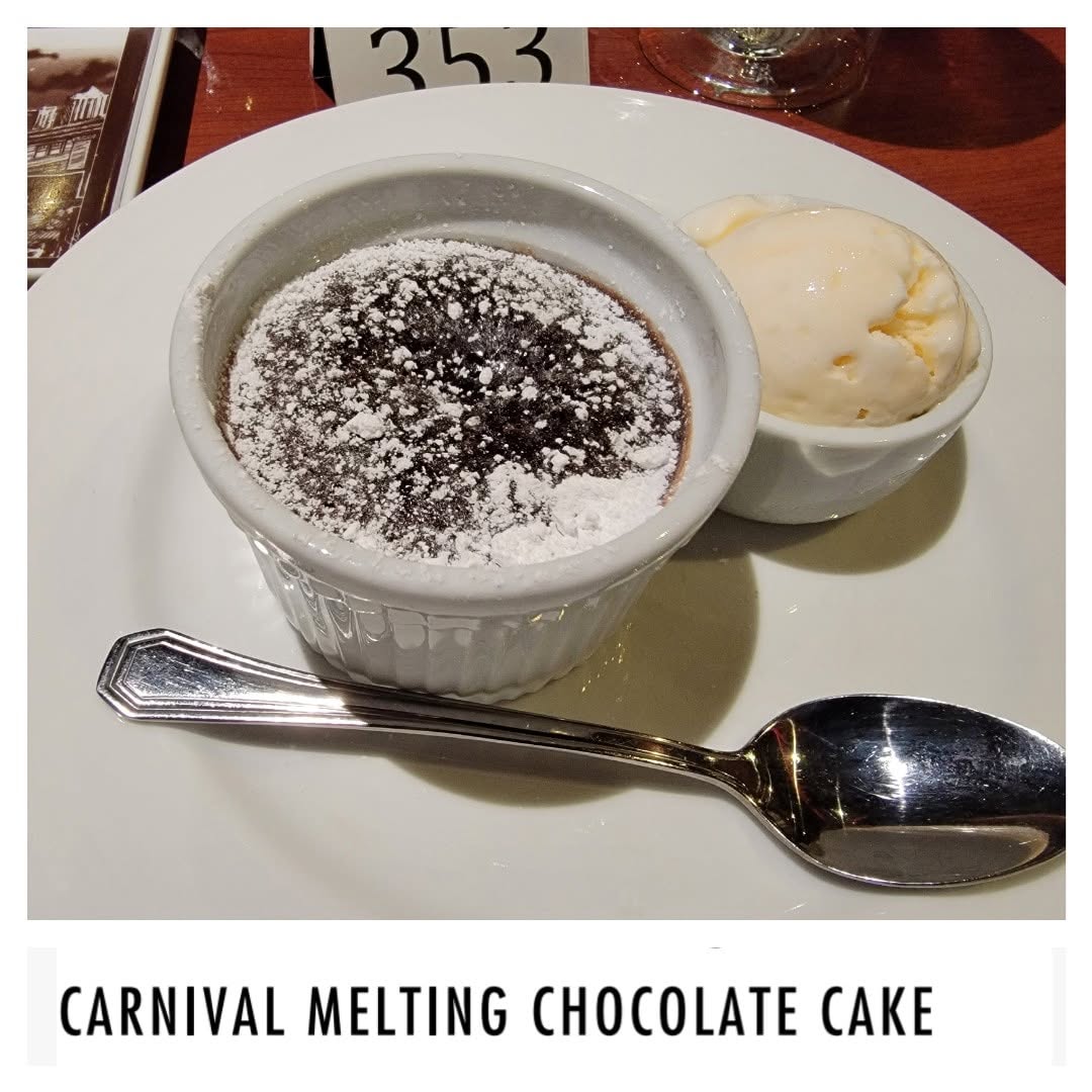 Melting chocolate cake for dessert on the Conquest