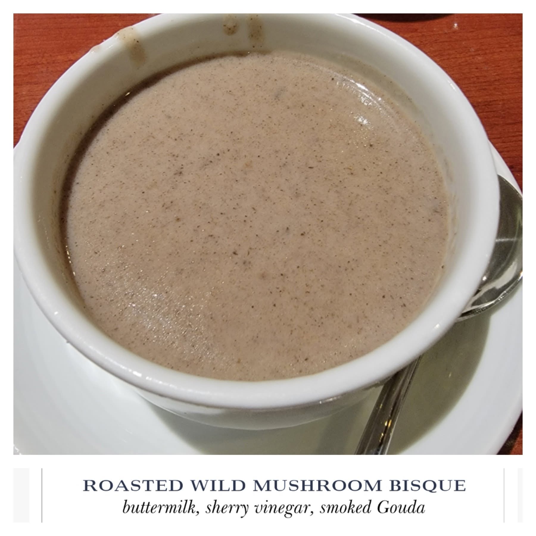 Wild mushroom bisque on formal night