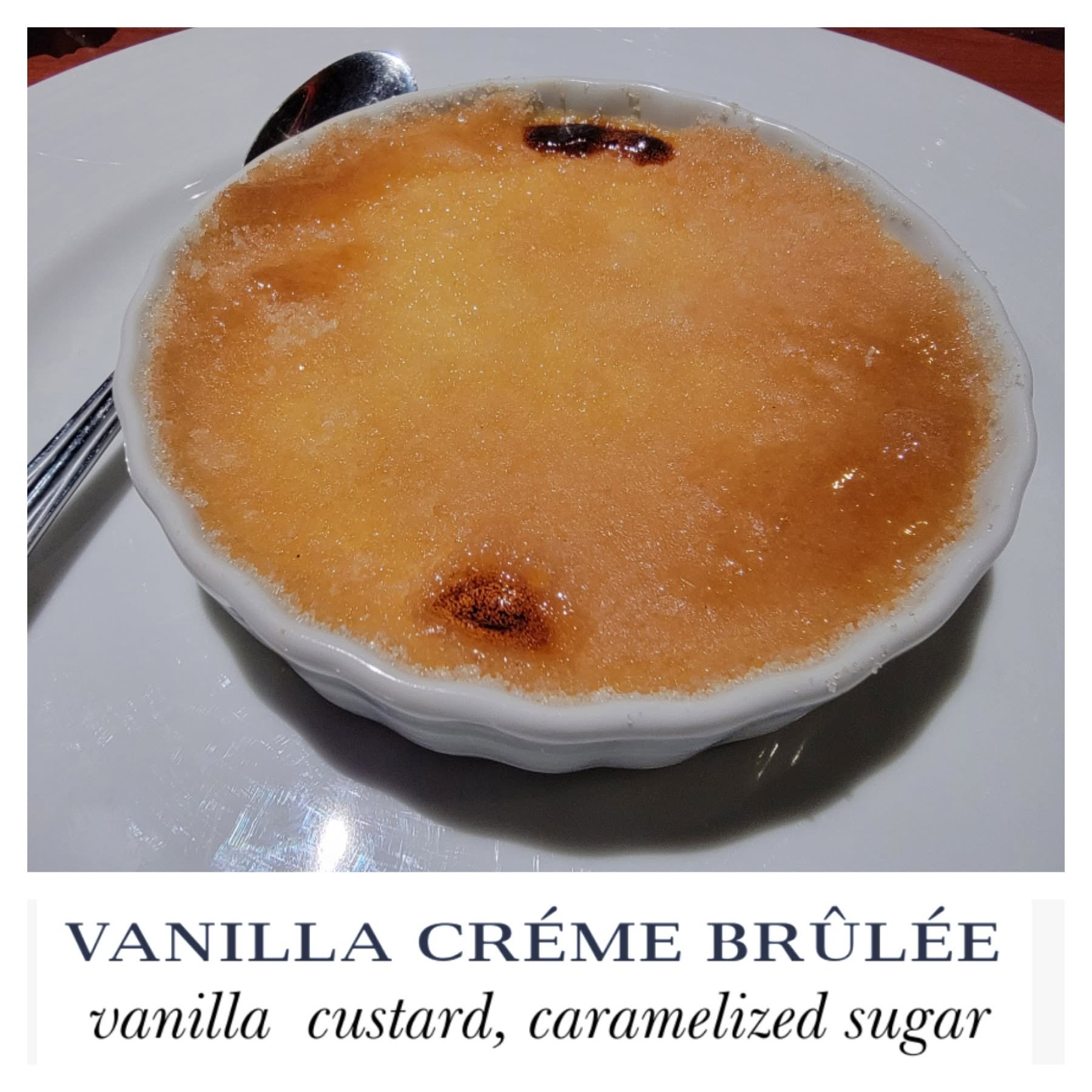Vanilla creme brulee on formal night