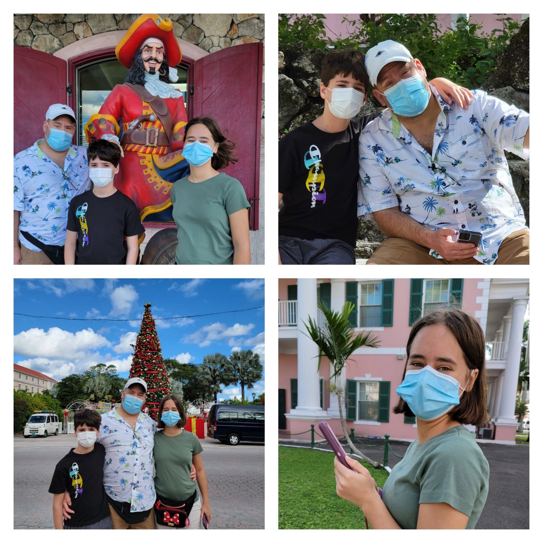 Thomas, Michael and Lisa exploring Nassau in our masks