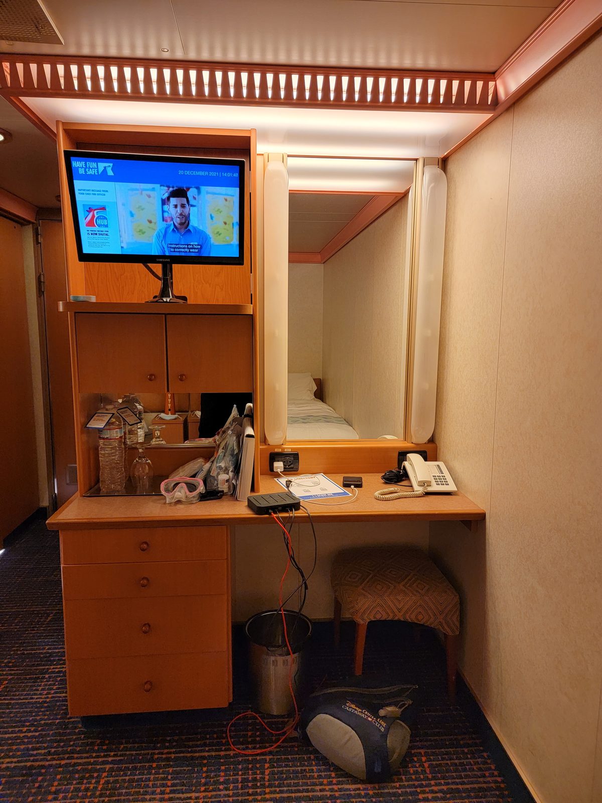 The desk and long vanity in our stateroom