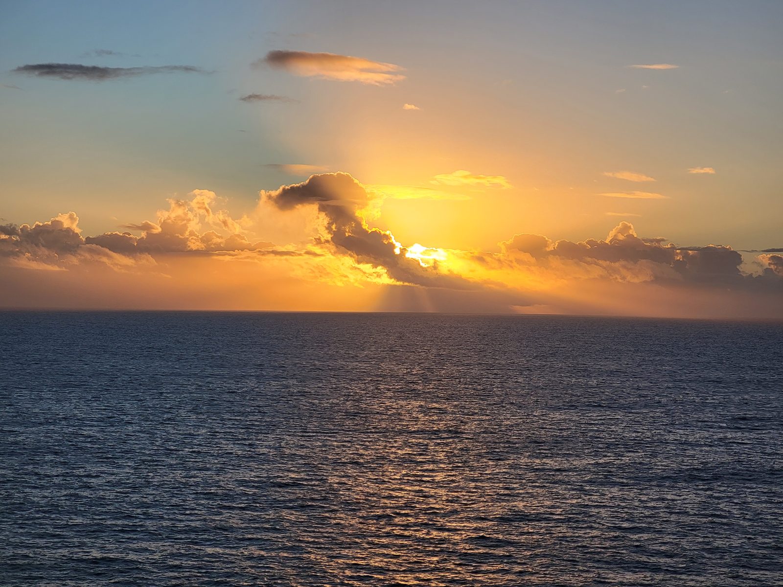 Sunrise at sea on the way to Half Moon Cay