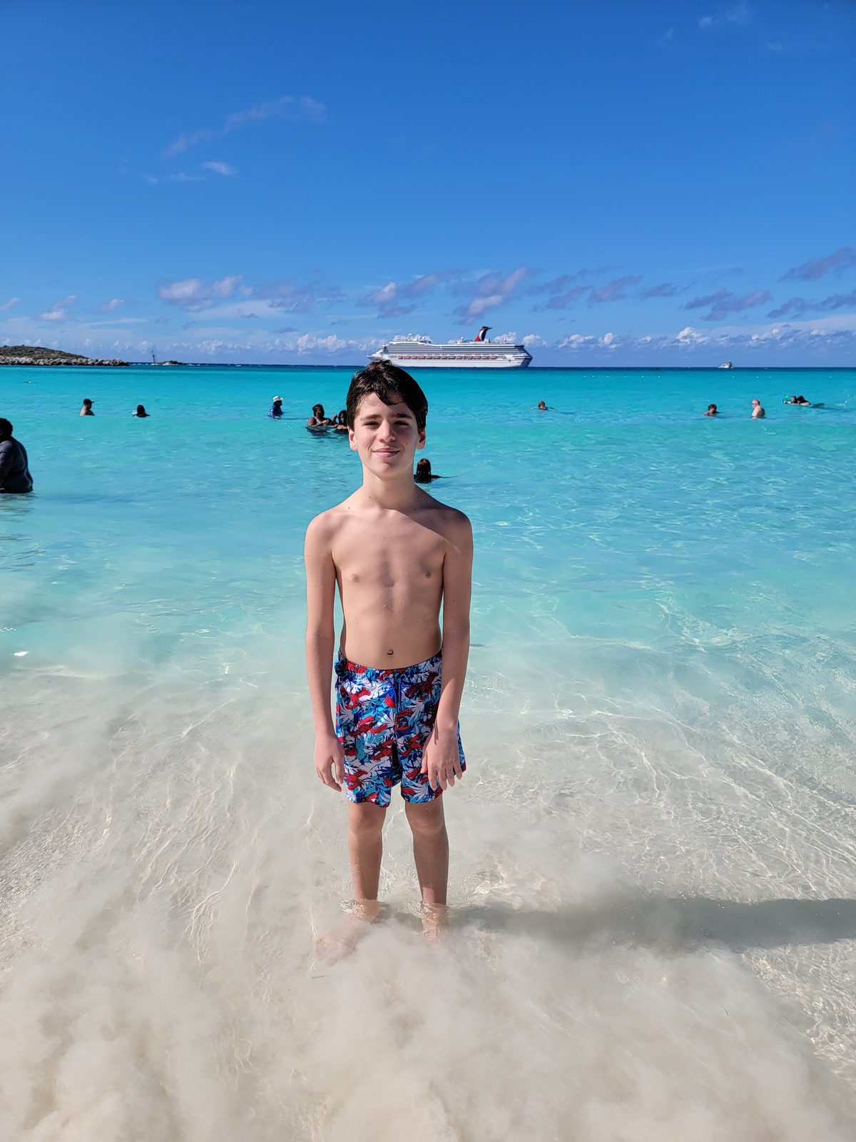 Thomas in the water at Half Moon Cay