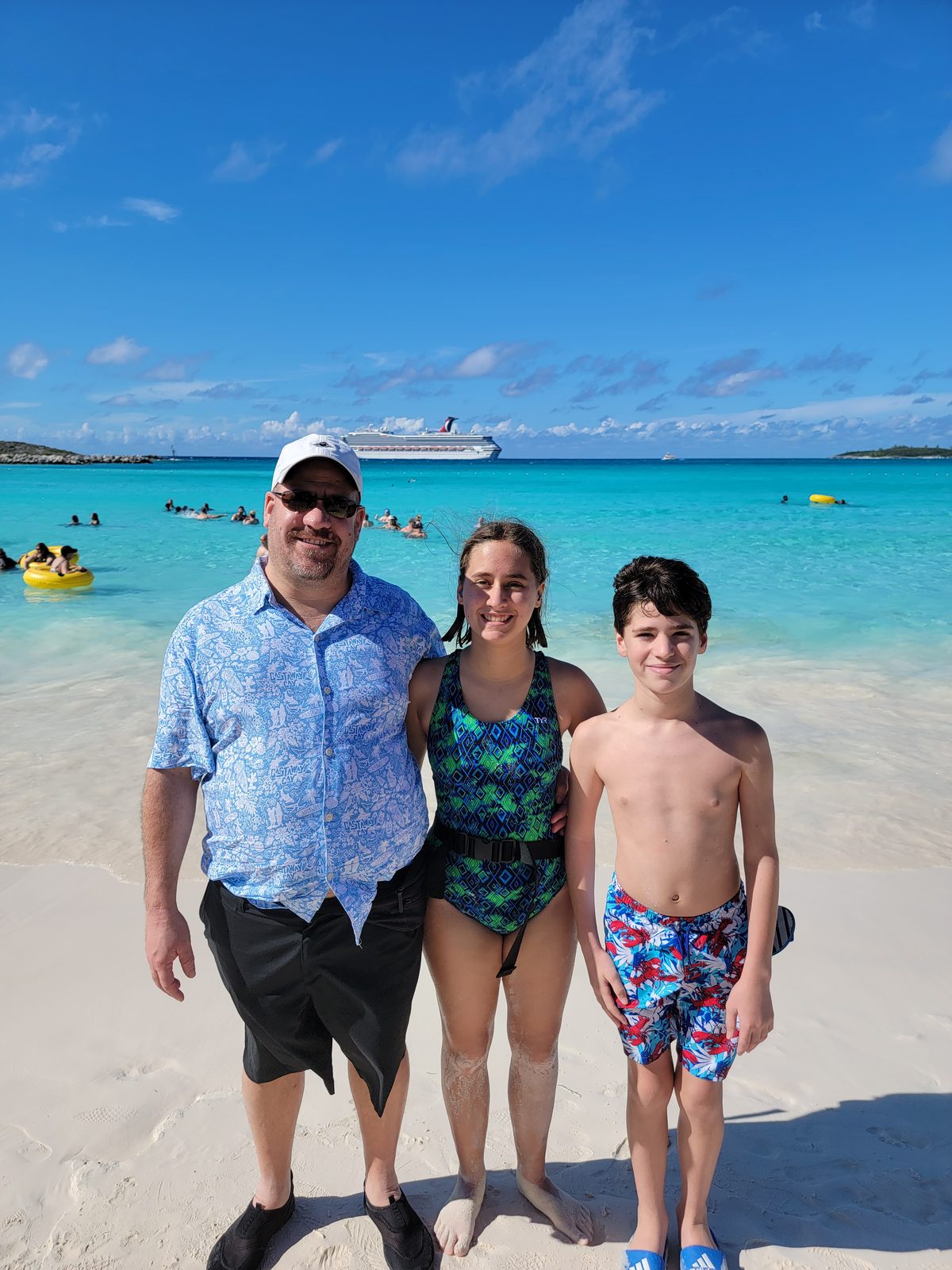Michael, Lisa and Thomas on the beach at Half Moon Cay