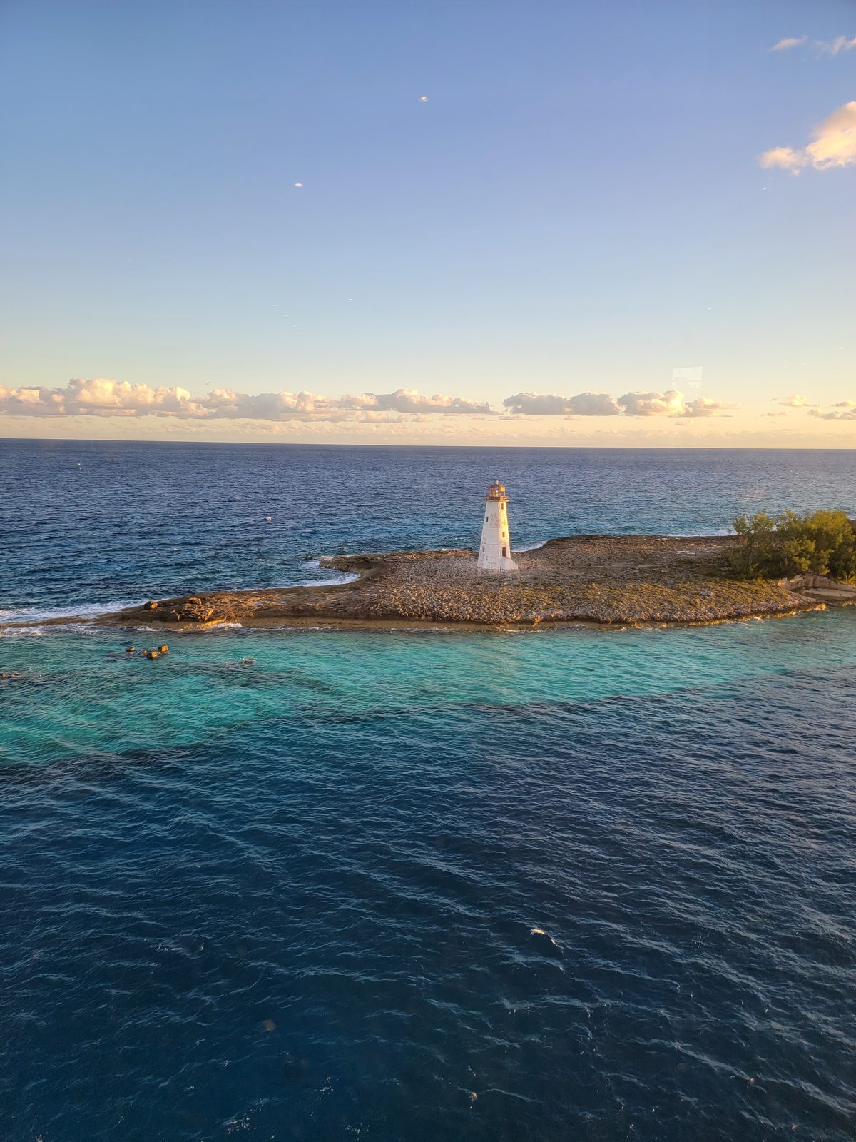 The lighthouse guarding Nassau's harbor entrance