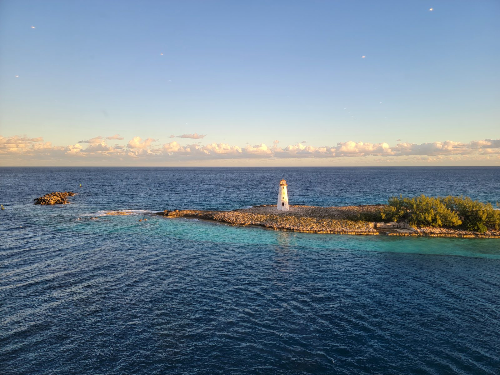 The lighthouse at the Nassau harbor entrance