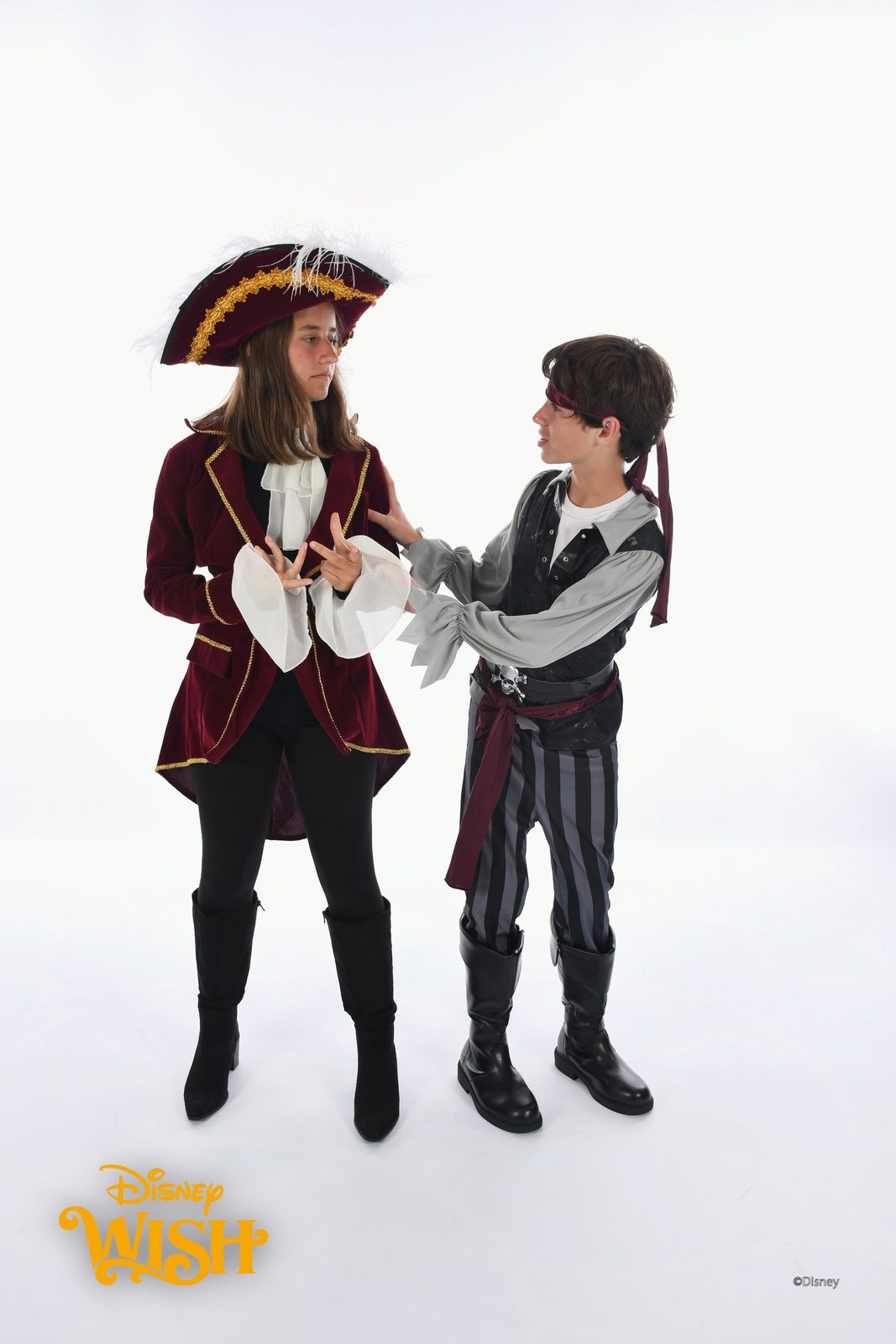 Lisa and Thomas clowning around in pirate costumes