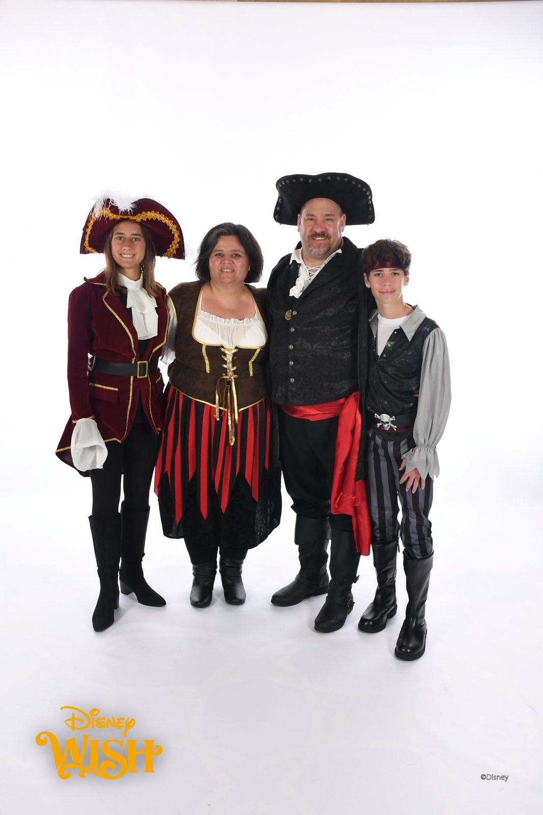 The four of us dressed up for Pirate Night