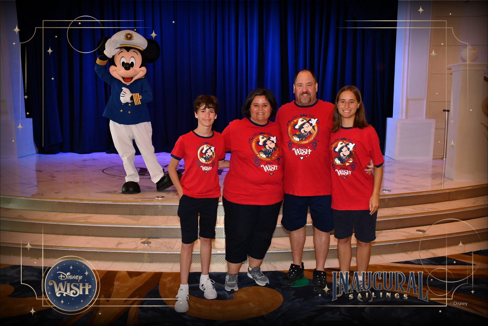Captain Mickey, Thomas, Kathy, Michael & Lisa on Disney Wish's Inaugural Sailing