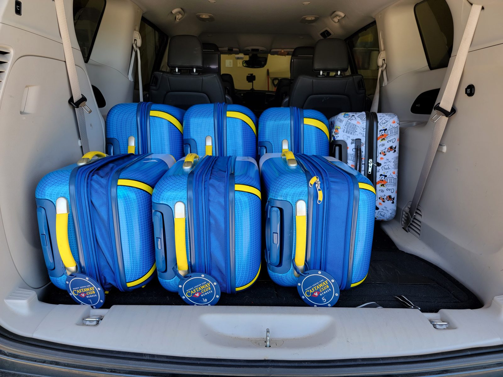 Suitcases packed and loaded for the airport