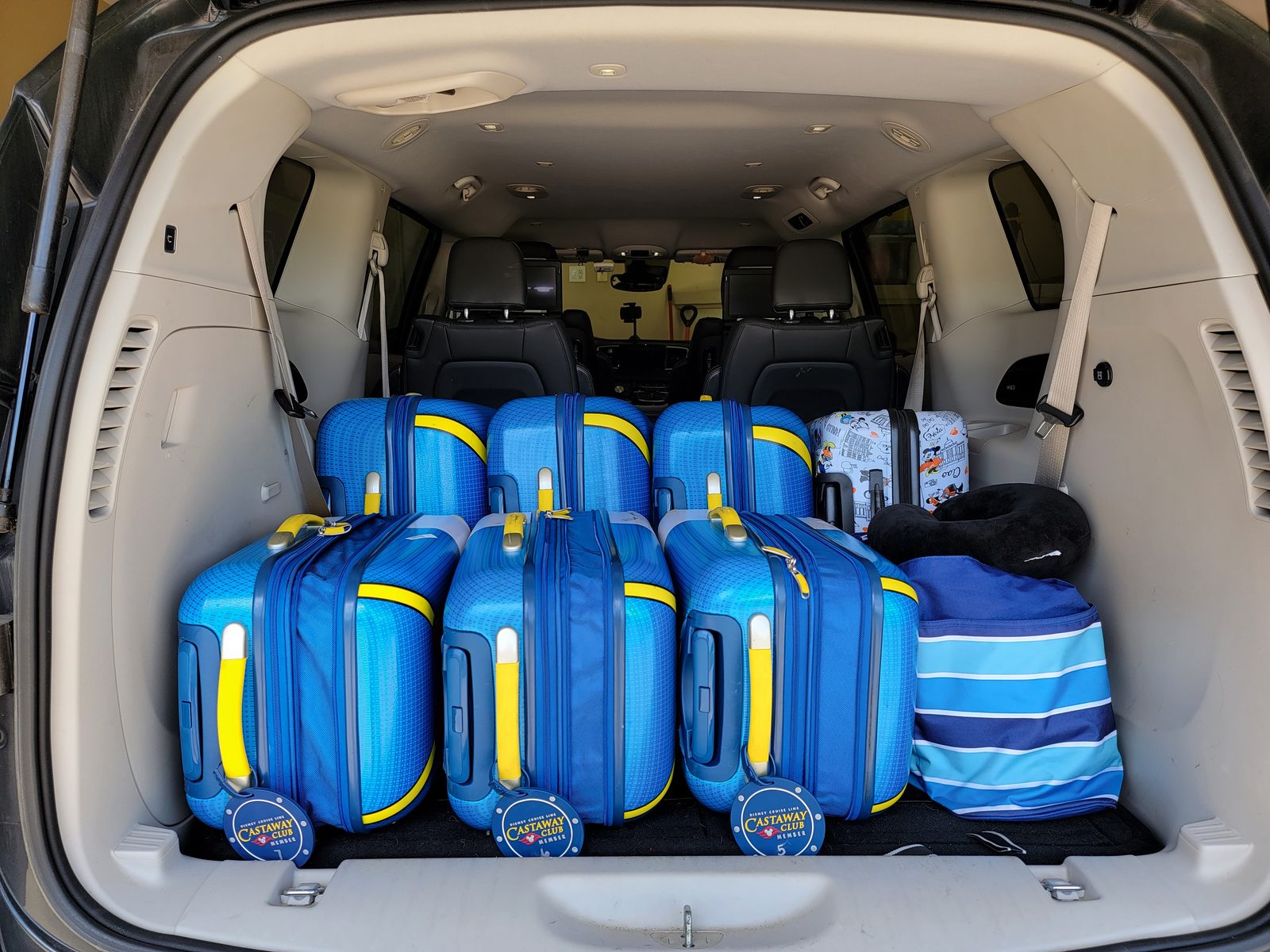 Six bags packed and ready to go