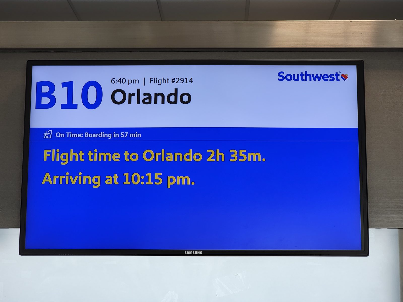 Gate B10 at Midway, our flight to Orlando