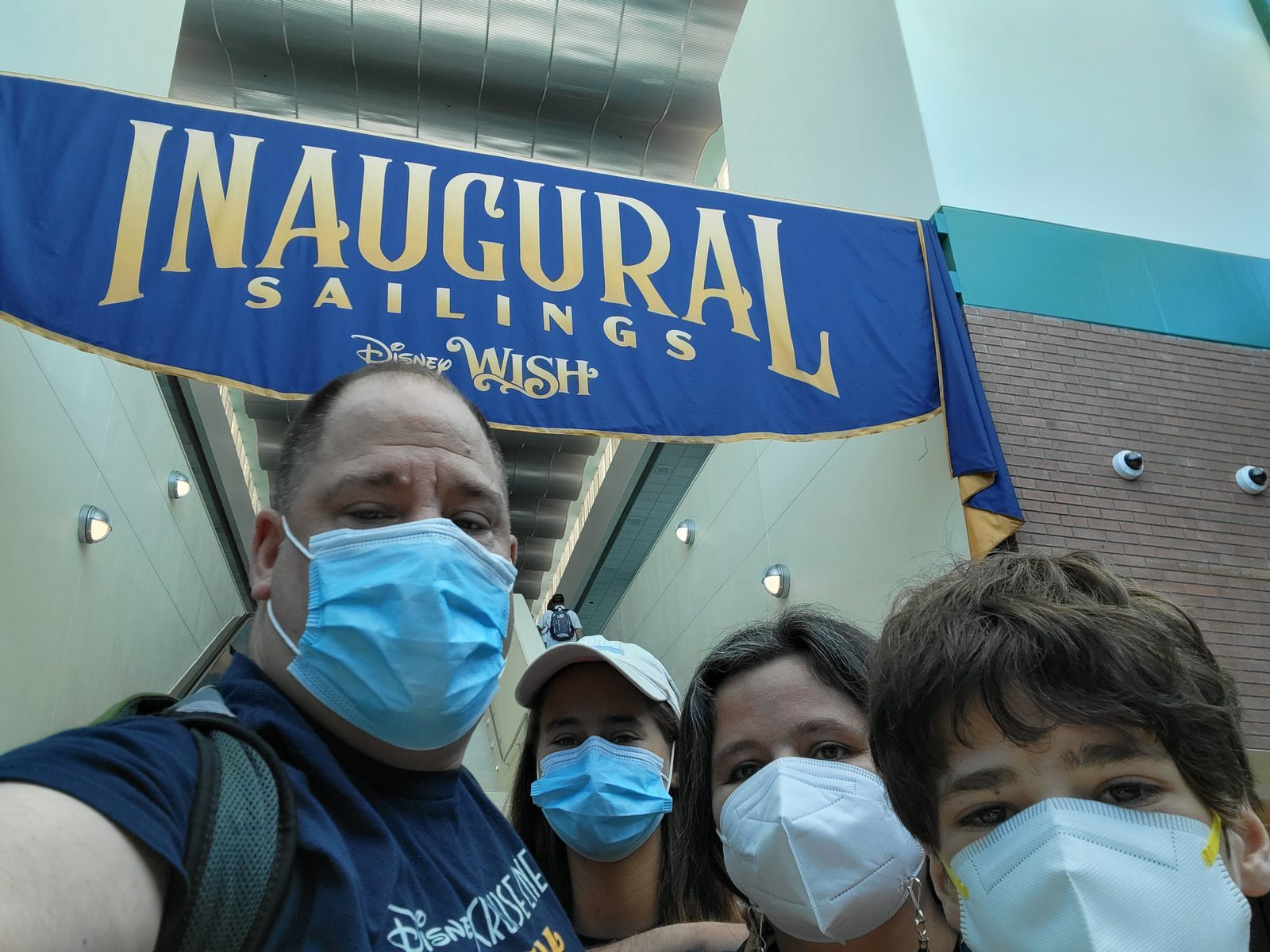 Under the Inaugural Sailings banner with Lisa