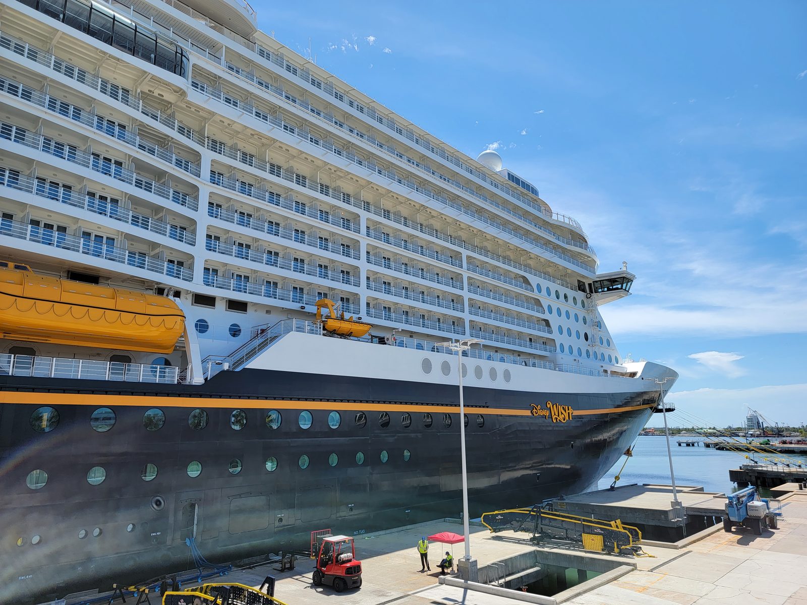 The Disney Wish waiting at the dock