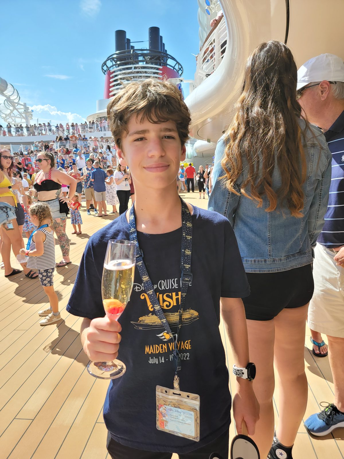 Thomas with his sparkling cider at the Let's Set Sail deck party