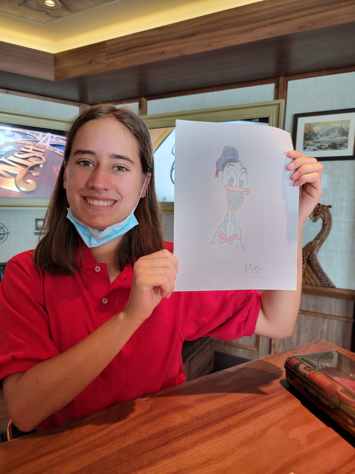 Lisa with her Donald Duck drawing