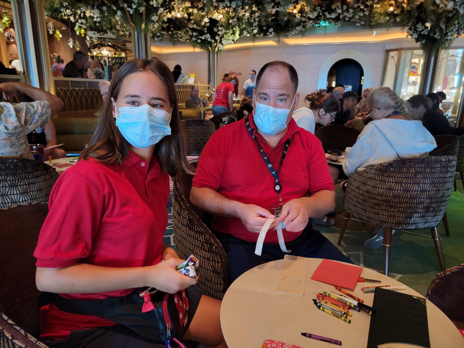 Lisa and Michael making door hangers at The Bayou