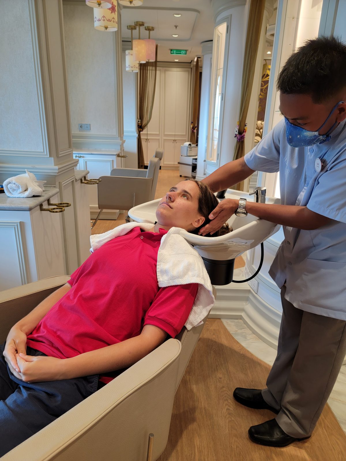 Lisa gets her hair washed at the unTangled Salon