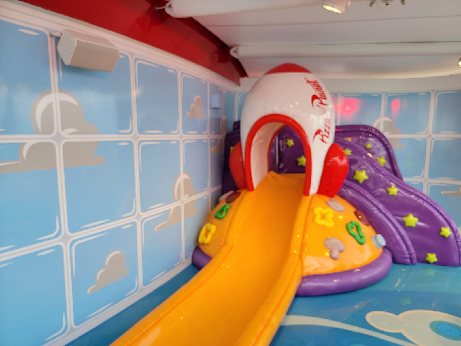 The rocket slide in the Toy Story Splash Zone