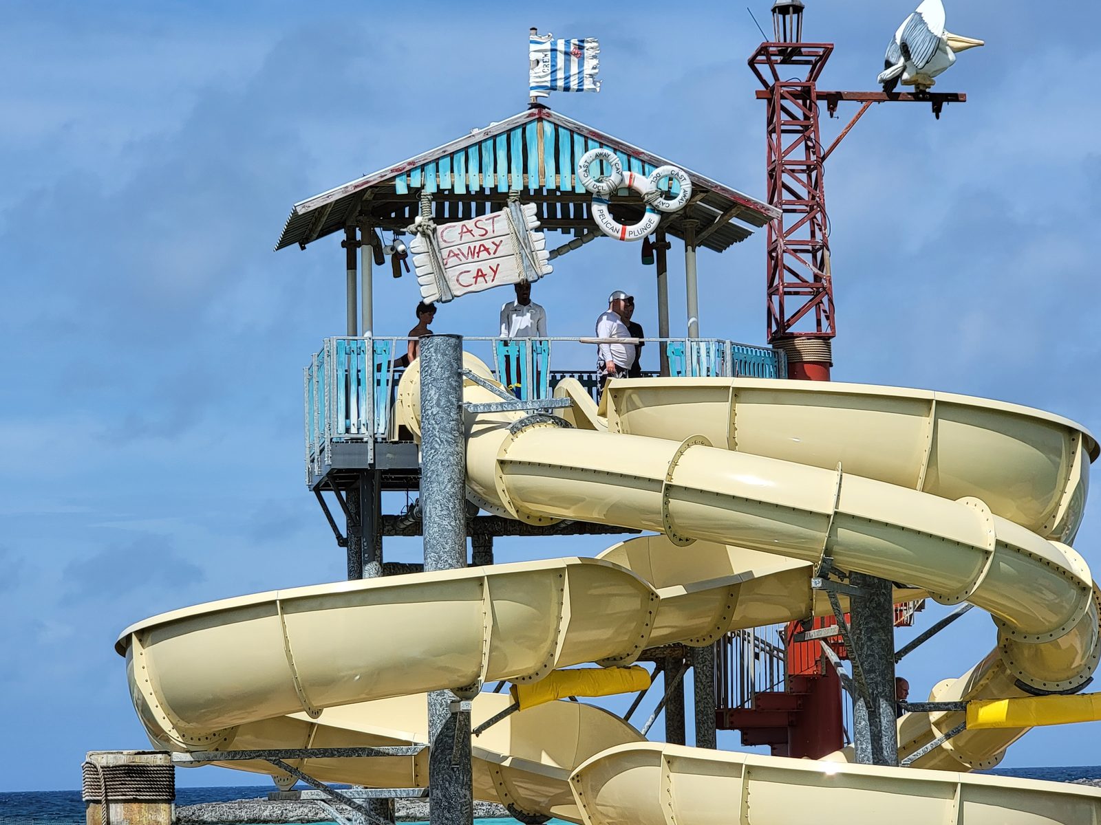 The Pelican Plunge on Castaway Cay's beach
