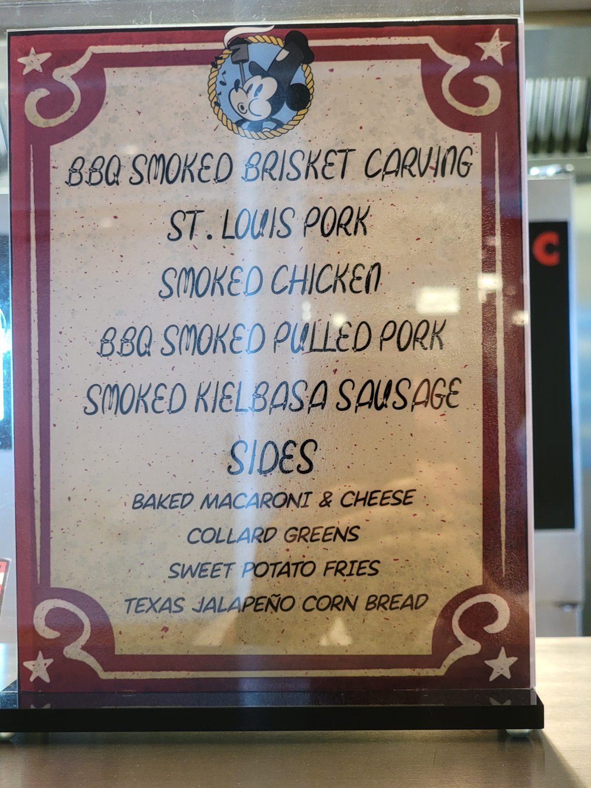 The barbecue menu at Mickey's Smokestack
