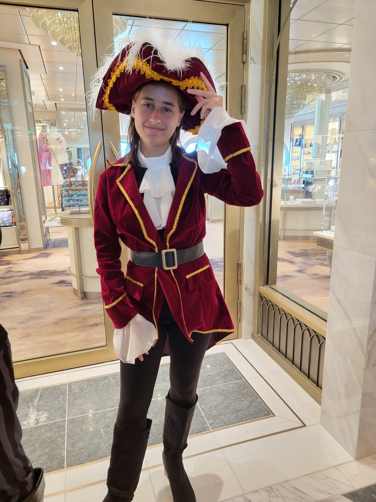 Lisa in her pirate gear on Pirate Night
