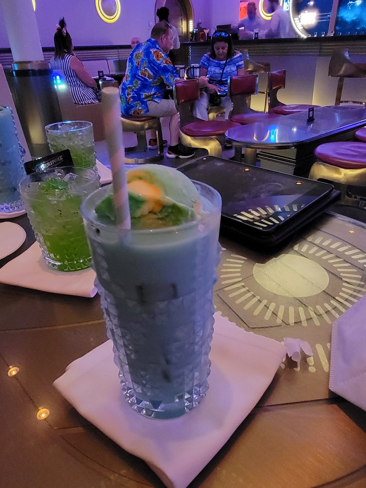 A blue drink at the Hyperspace Lounge