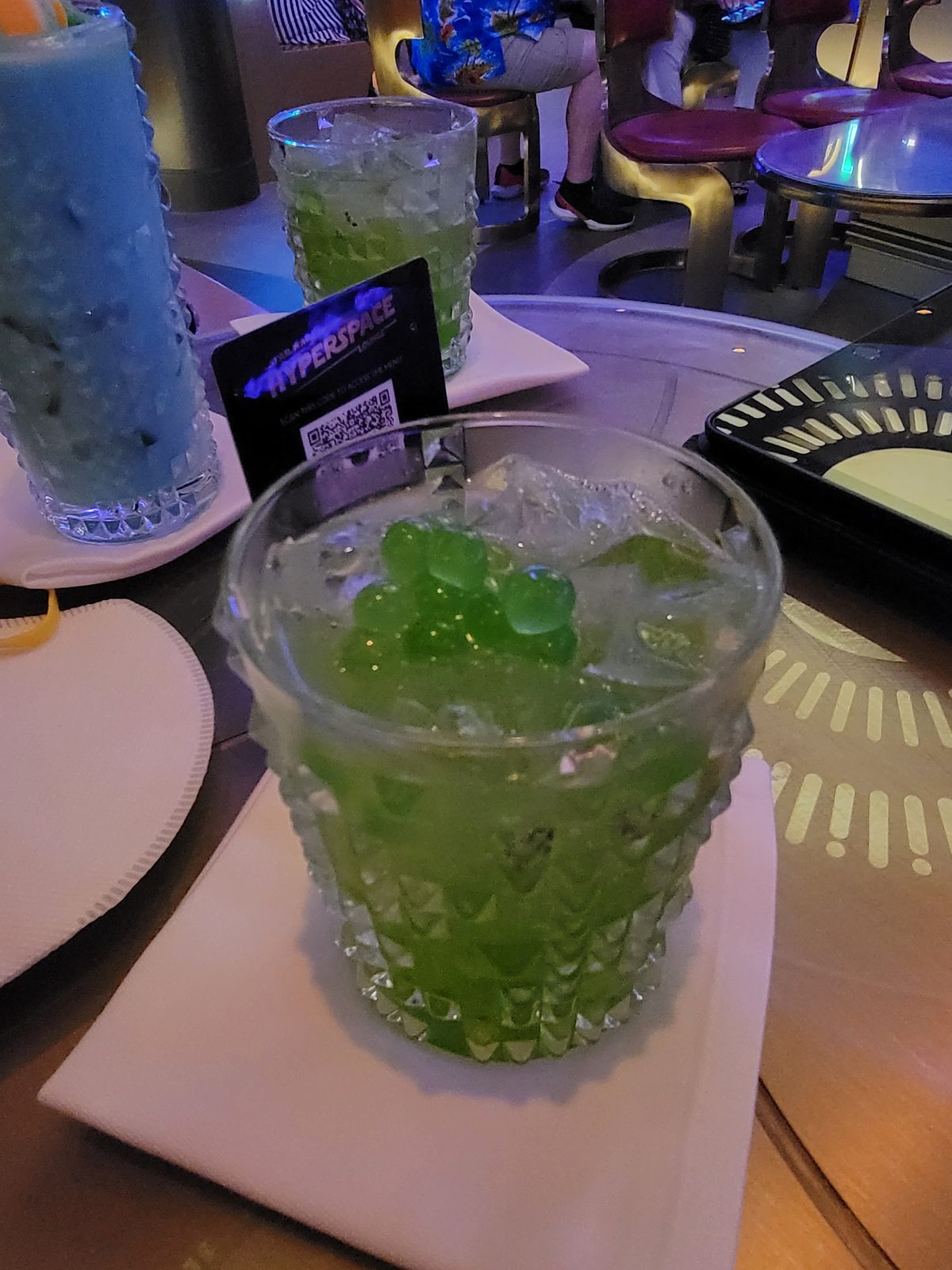 A Yoda drink at the Hyperspace Lounge