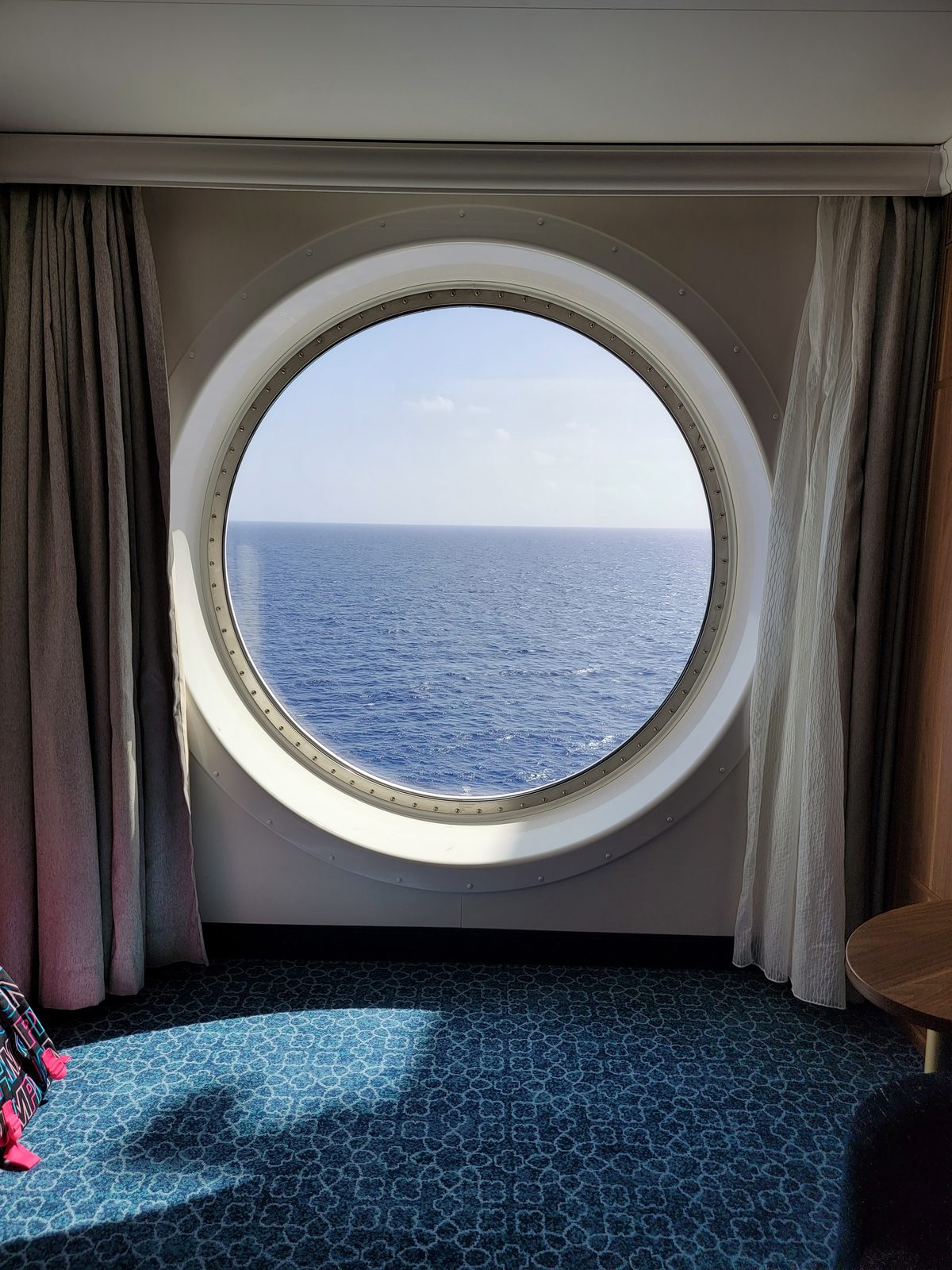 Ocean view through our stateroom porthole