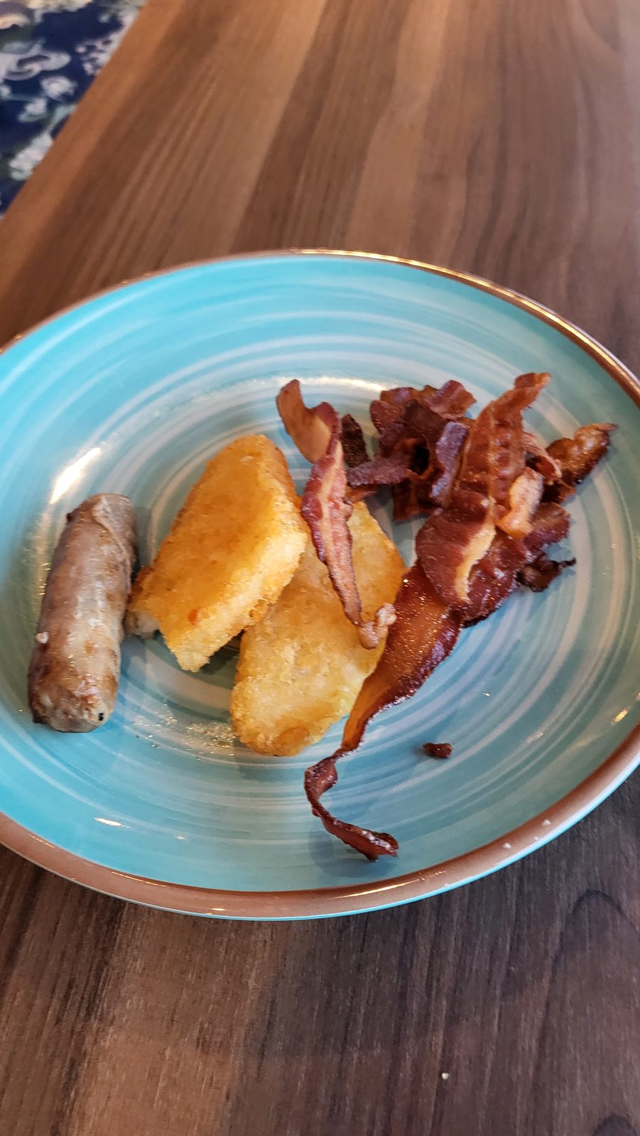 Sausage, hash browns and bacon before we disembark