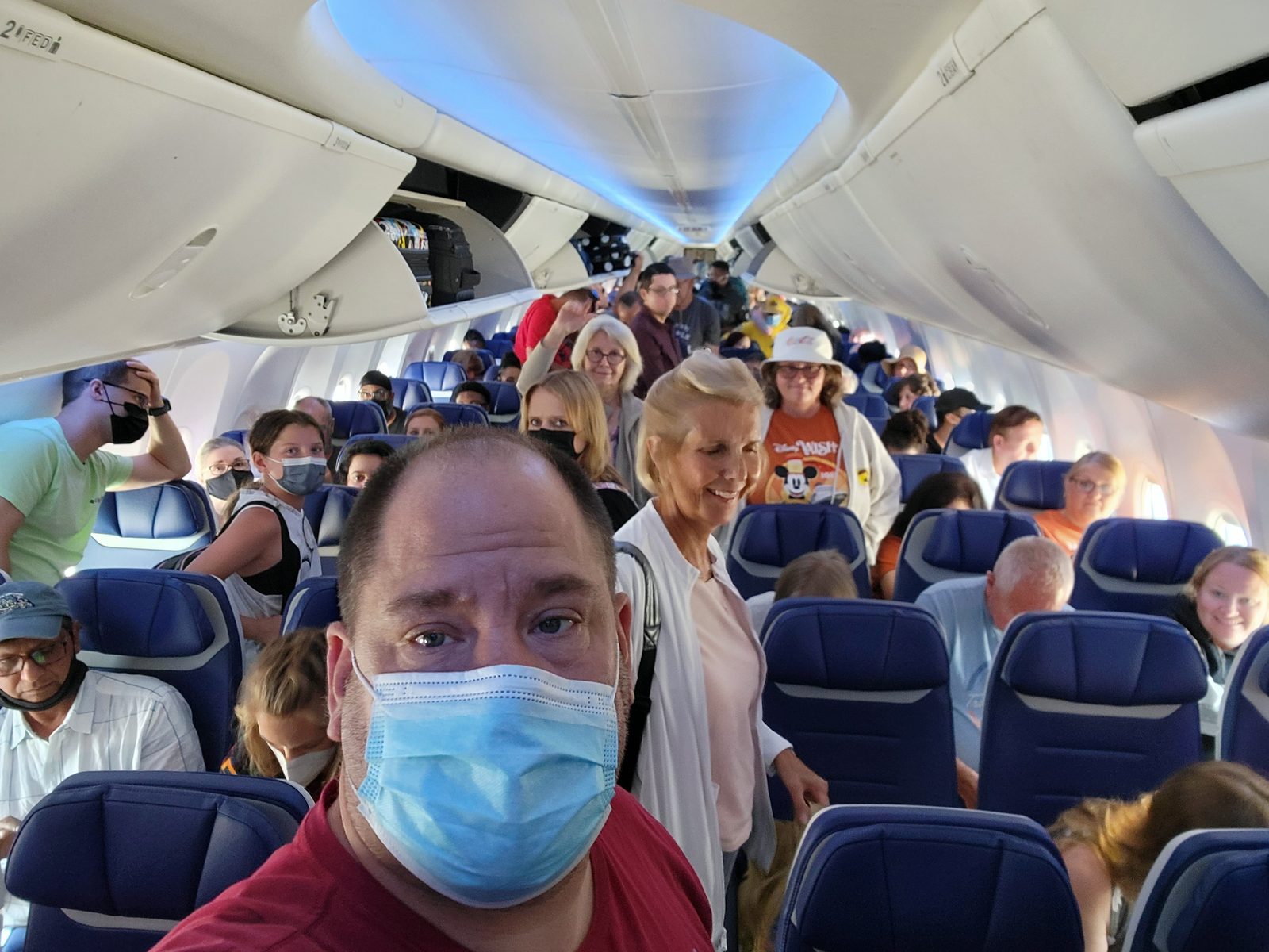 Masked on the flight back to Chicago